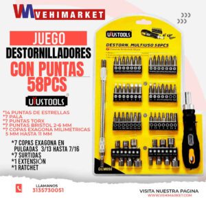 Juego Destornillador Con Puntas 58 piezas