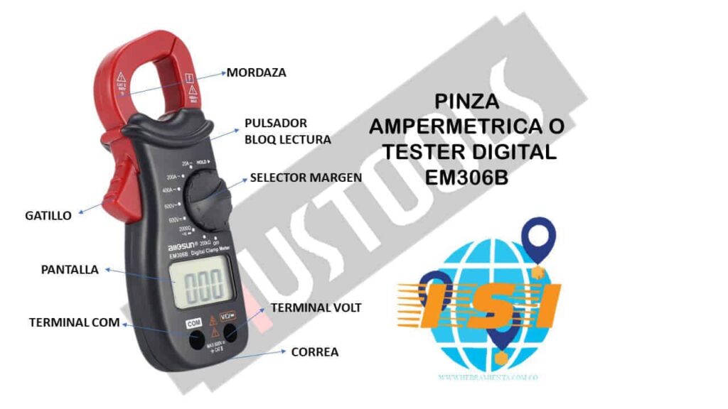 Pinza Ampemetrica-Tester Digital EM306B - Imagen 2