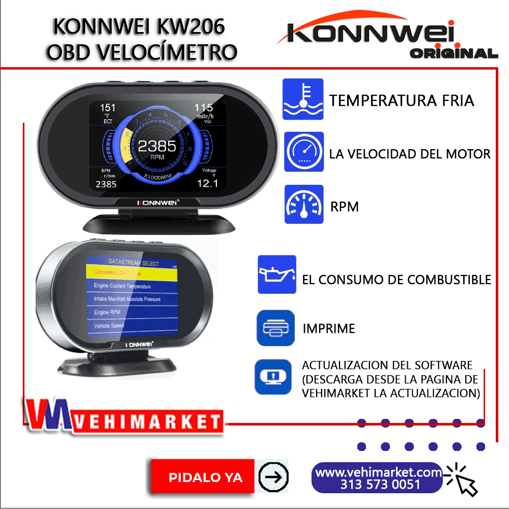 Konnwei KW206 OBD Velocímetro - Imagen 4