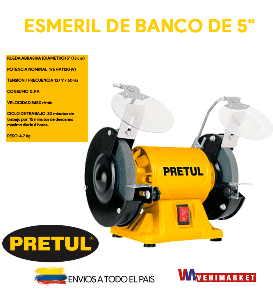 Esmeril De Banco De 5 Pulgadas 1/6 Hp