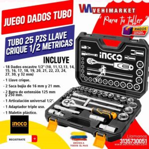 Juego de Dados 25 PZS M1/2 Ingco