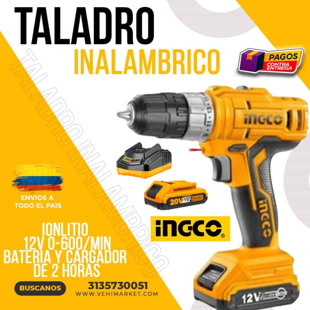 Taladro Inalambrico Ion Litio 12V Ingco