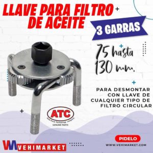 Llave Para Filtro de Aceite de 3 Garras Atc