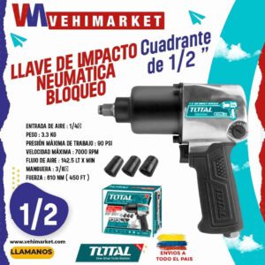 Llave de Impacto Neumática con Cuadrante de 1/2 ” Total