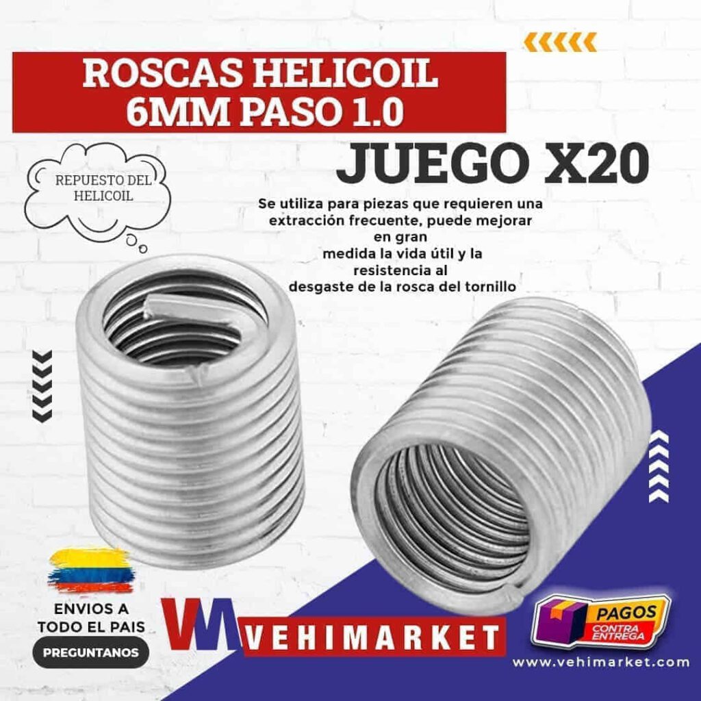 Roscas Helicoil 6mm Paso 1.0 Juego X20