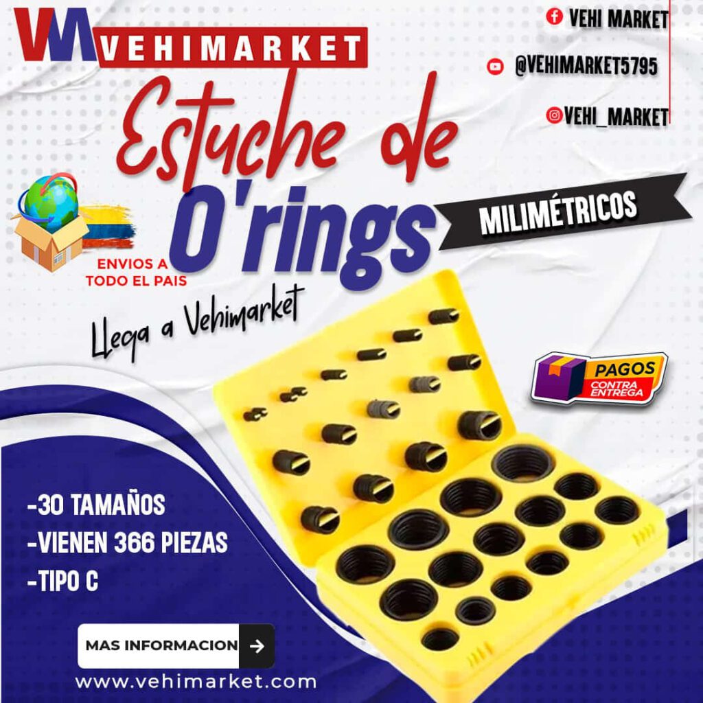 Estuche de O´rings Milimetrada Caja Amarilla 366 piezas