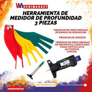 Herramienta de Medidor de Profundidad 3 piezas Atc