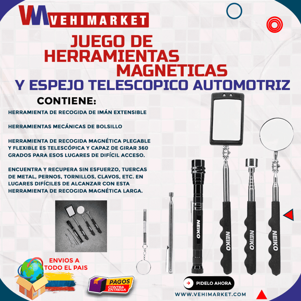 Juego de Herramientas Magnéticas y Espejo Telescopio Automotriz
