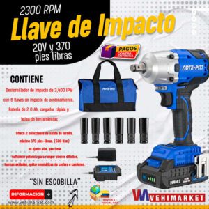 Llave Impacto Sin escobilla- 20V y 370 pies/lb