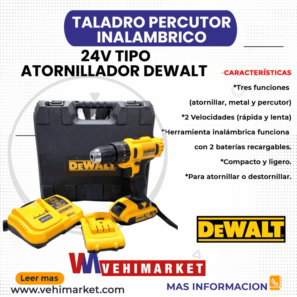 Taladro Percutor Inalámbrico 24V Tipo Atornillador Dewalt
