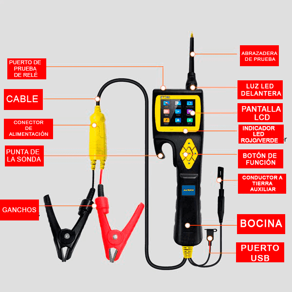 Punta Logica con Osciloscopio de 9v - 30v Autool