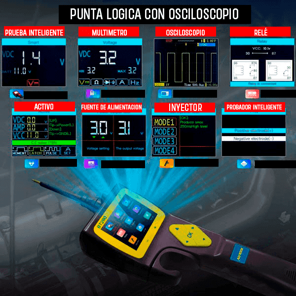 Punta Logica de 9v - 30v con pantalla LCD 2.4"
