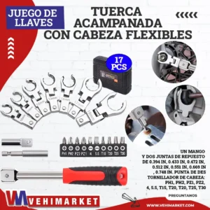 Juego de Llaves de Tuerca Acampanada 17Pcs