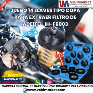 JUEGO 14 LLAVES TIPO COPA PARA EXTRAER FILTRO DE ACEITE-IH-F6003