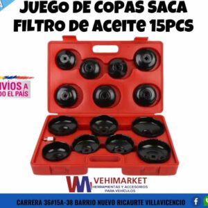 JUEGO DE COPAS SACA FILTRO DE ACEITE 15PCS