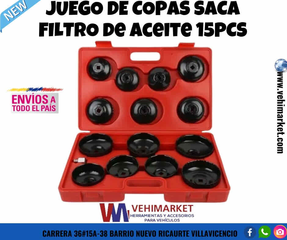 JUEGO DE COPAS SACA FILTRO DE ACEITE 15PCS