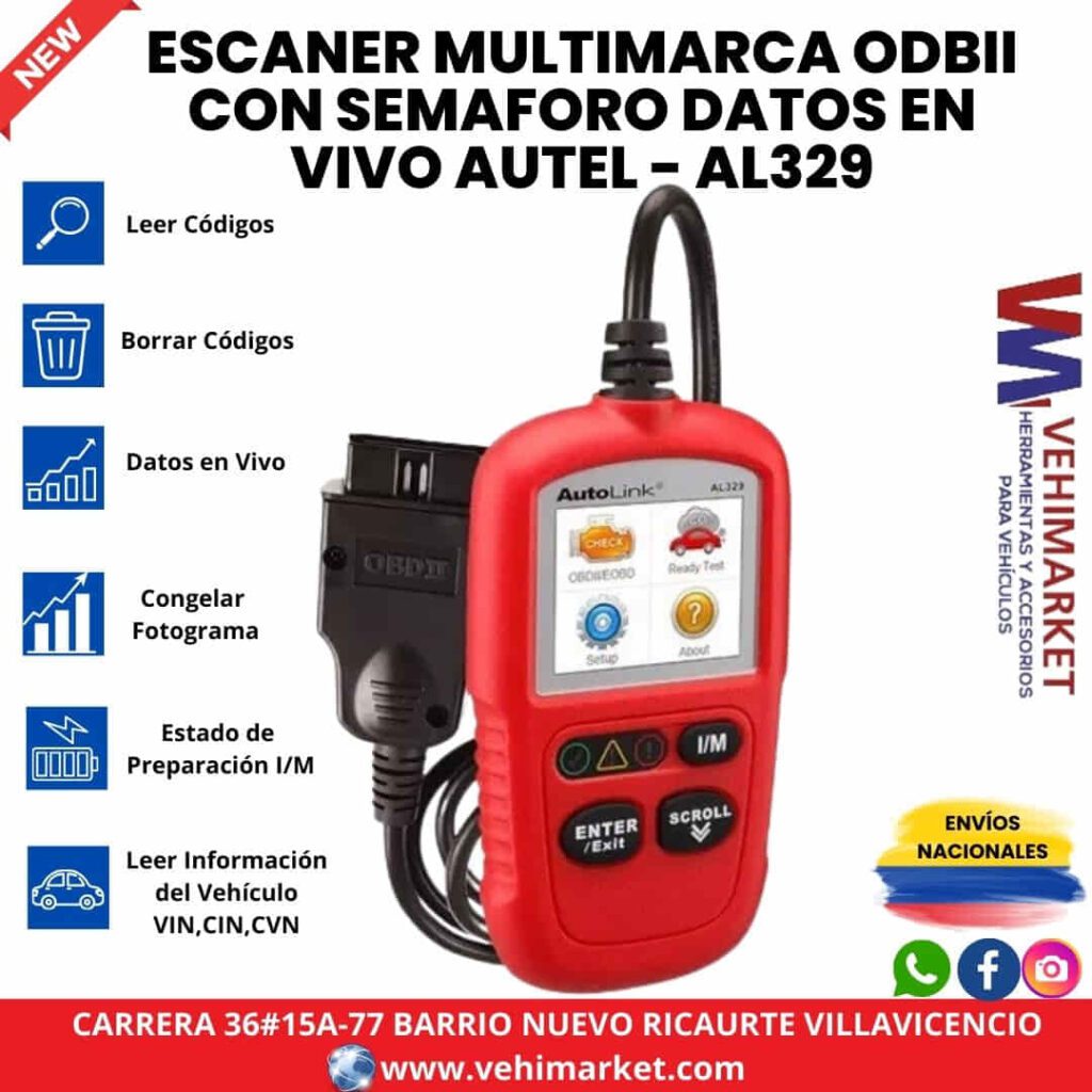 ESCANER MULTIMARCA ODBII CON SEMAFORO DATOS EN VIVO AUTEL-AL329
