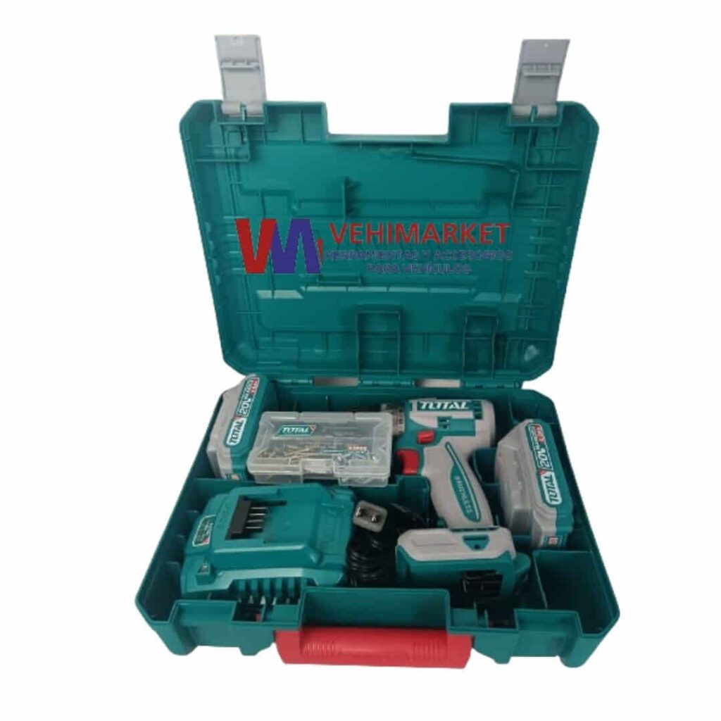 TALADRO INALAMBRICO 3/8" 20V C/2 BAT LITIO-ION 2AH+CARGADOR+47 ACCESORIOS