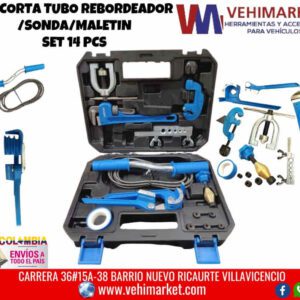 KIT CORTA TUBO REBORDEADOR /SONDA/MALETIN SET 14 PCS