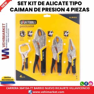SET KIT DE ALICATE TIPO CAIMAN DE PRESION 4 PIEZAS