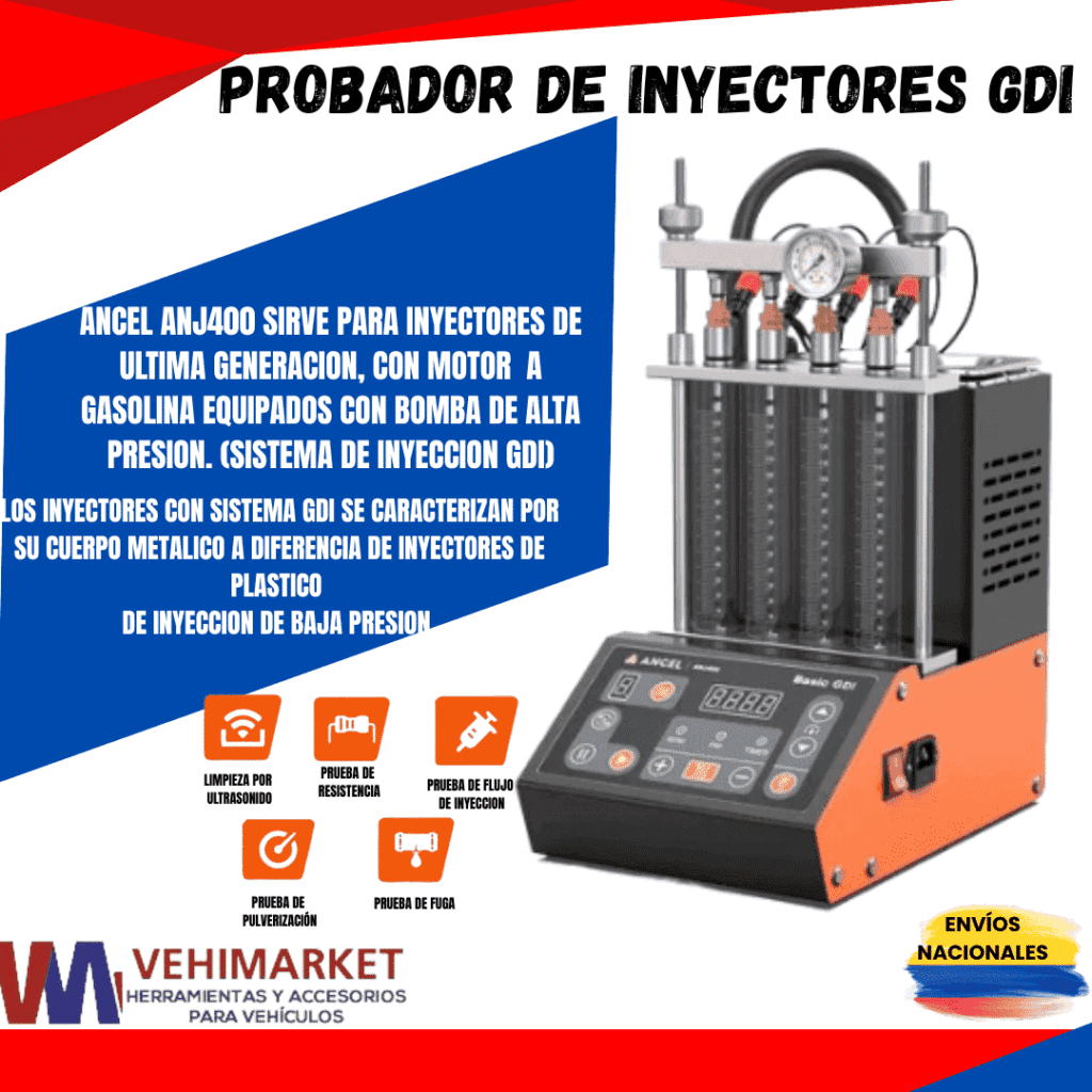 PROBADOR DE INYECTORES GDI MPFI 4 PROBETAS CON TINA ULTRASONIDO ANCEL ANJ400