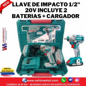 LLAVE DE IMPACTO 1/2" 20V INCLUYE 2 BATERIAS+CARGADOR