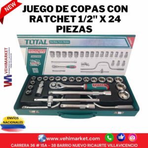 JUEGO DE COPAS CON RATCHET 1/2" X 24 PIEZAS