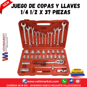 JUEGO DE COPAS Y LLAVES 1/4 1/2 X 37 PIEZAS