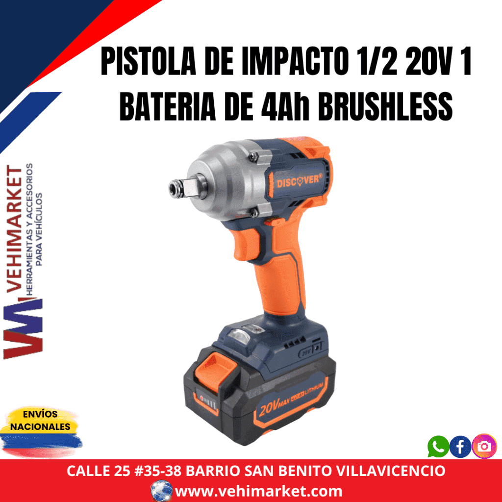PISTOLA DE IMPACTO 1/2 20V 1 BATERIA DE 4Ah BRUSHLESS FCIW450LX DISCOVER