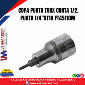 COPA PUNTA TORX CORTA 1/2, PUNTA 1/4"XT10