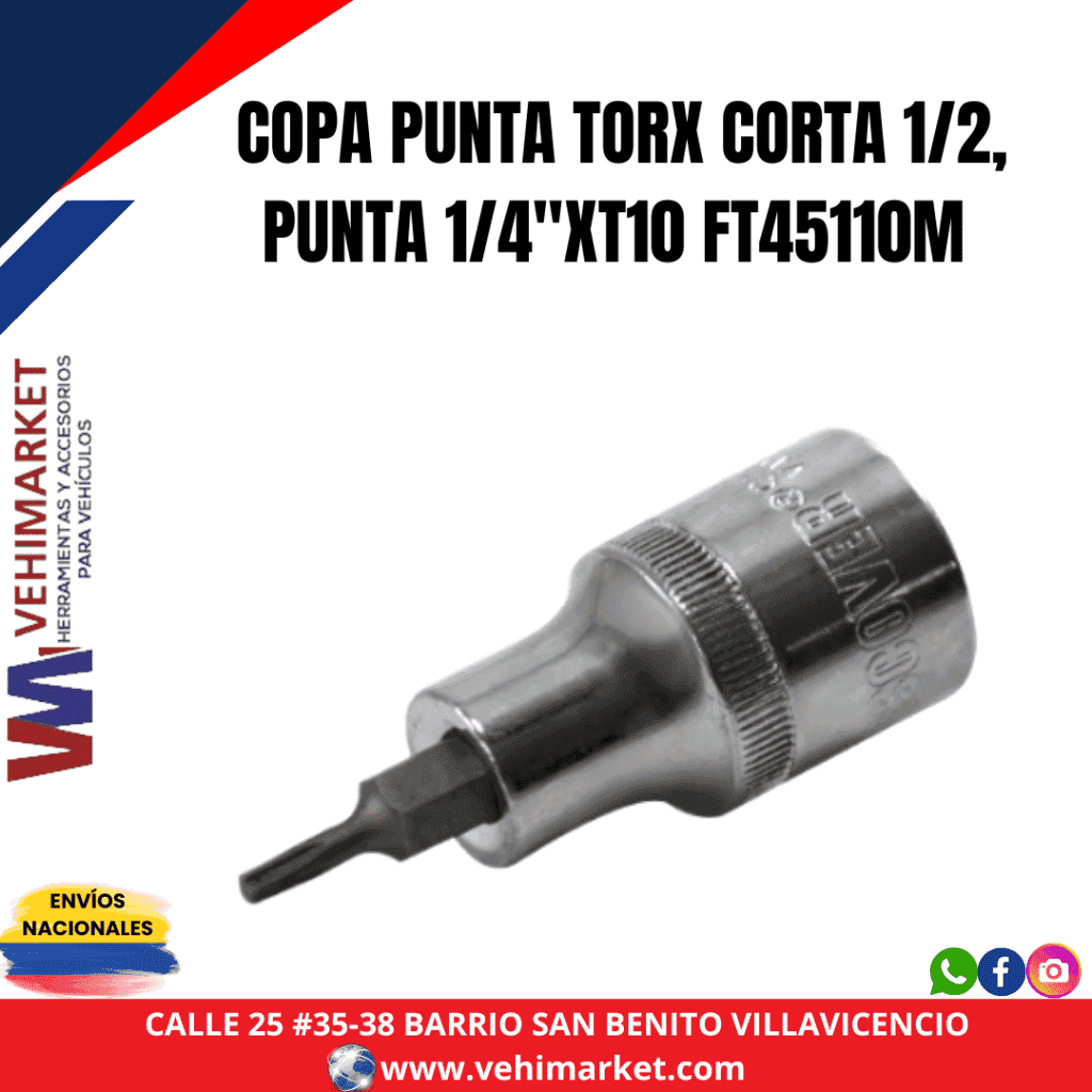 COPA PUNTA TORX CORTA 1/2, PUNTA 1/4"XT10