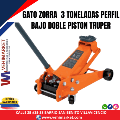 GATO ZORRA  3 TONELADAS PERFIL BAJO DOBLE PISTON TRUPER